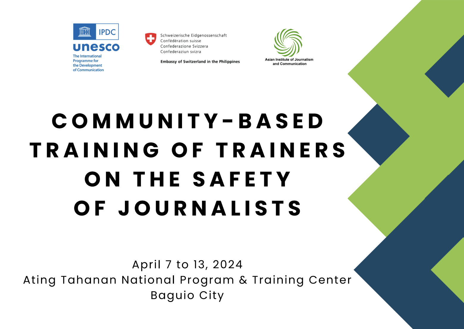 AIJC, UNESCO, Swiss Embassy to hold safety training of trainers for journalists in Baguio